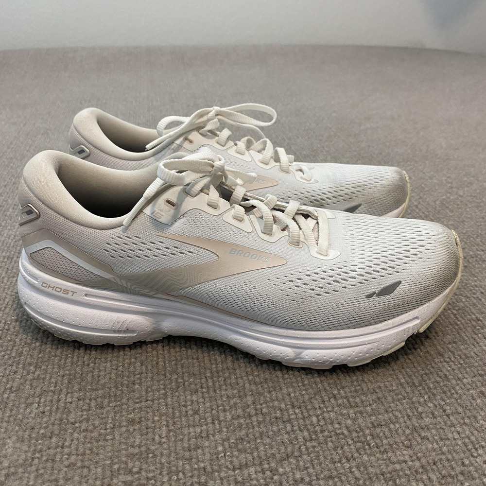 Brooks Ghost 15 Running Shoes Womens Size 9.5 White Mesh Cushioned 1203801B189